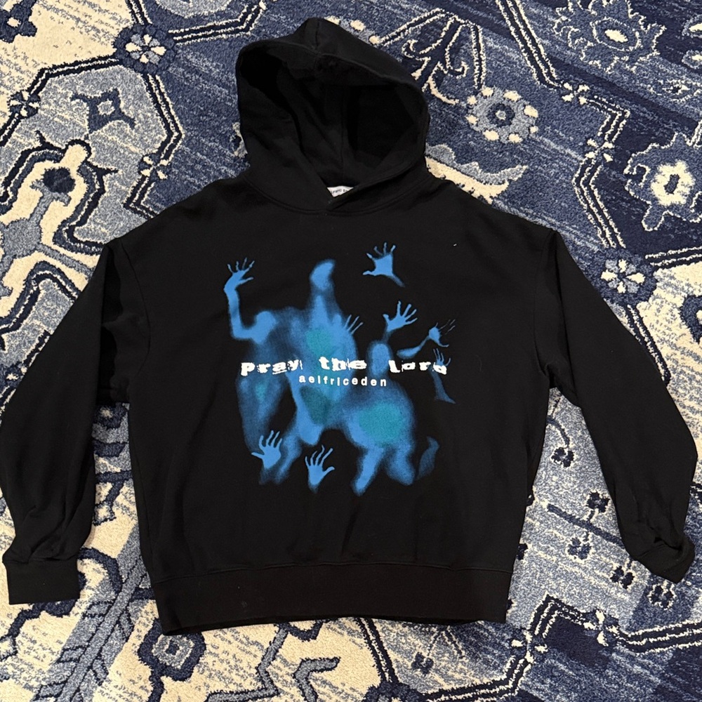 Aelfric Eden Black Hoodie with Blue Graphic